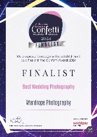 Image for Finalist in the confetti awards for best wedding photographer-2023