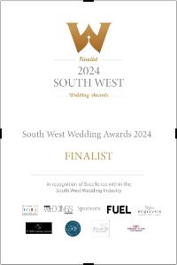 Image for Finalist in the Wedding Outfitter Category in the South West Wedding Awards