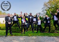 Image for FUN Moment with all the grooms men! ready steady jump!!