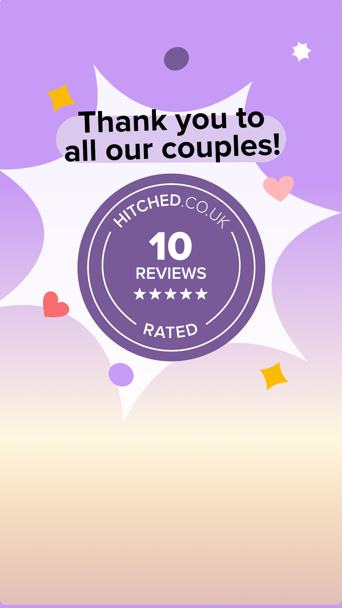 Image for Proudly recognised on Hitched.co.uk with 10 verified 5-star reviews, reflecting consistent quality, reliability and unforgettable wedding experiences.